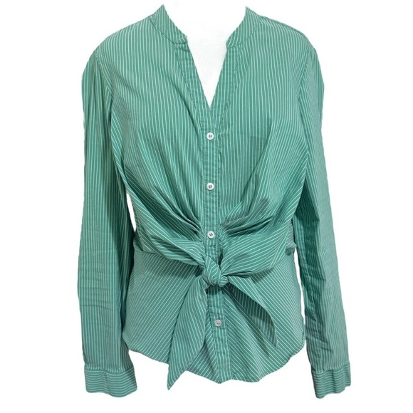 Anthropologie Maeve Katherine Striped Knotted Button Down Size 10 - Picture 1 of 7